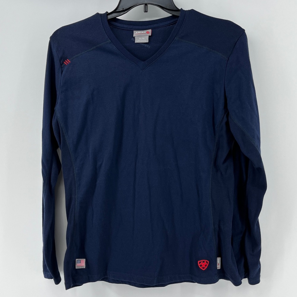 Ariat FR Workwear Womens XL Navy Blue Flame Resistant Long Sleeve V-Neck Shirt